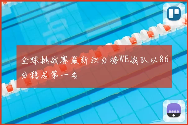全球挑战赛最新积分榜WE战队以86分稳居第一名